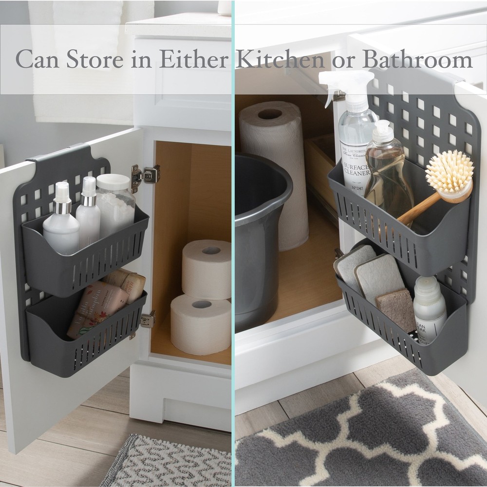 2 Tier Over The Cabinet Caddy Grey