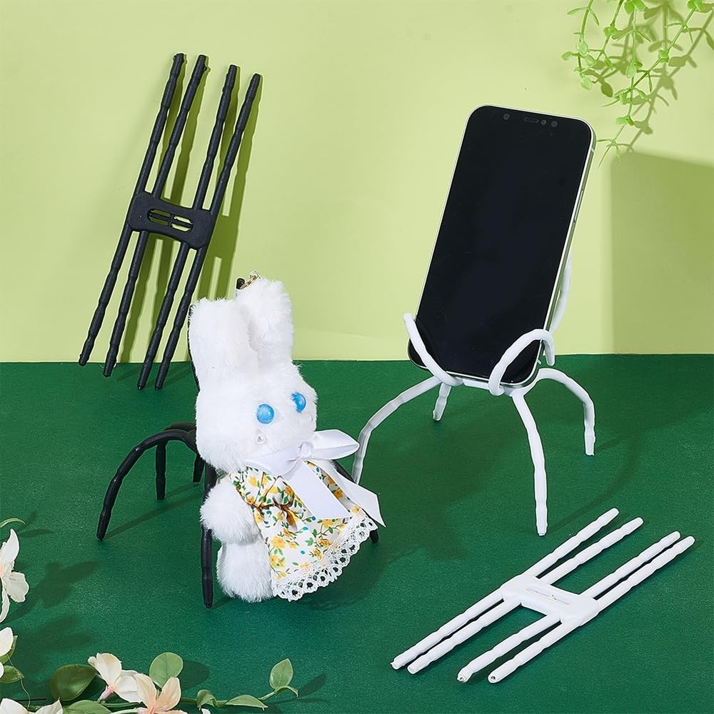 AHANDMAKER 6pcs 2 Colors Multi Function Portable Spider Phone Black/White