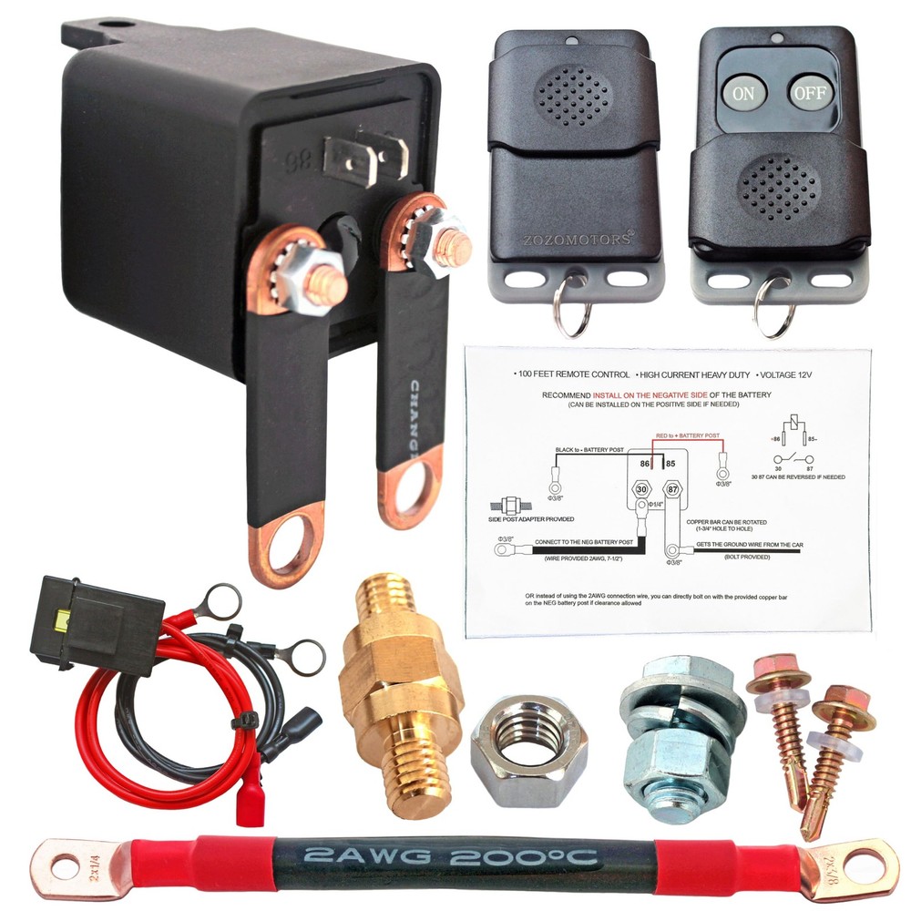 ZOZOMOTORS 3/8" Side Post Remote Battery Disconnect Switch 12V Kill...