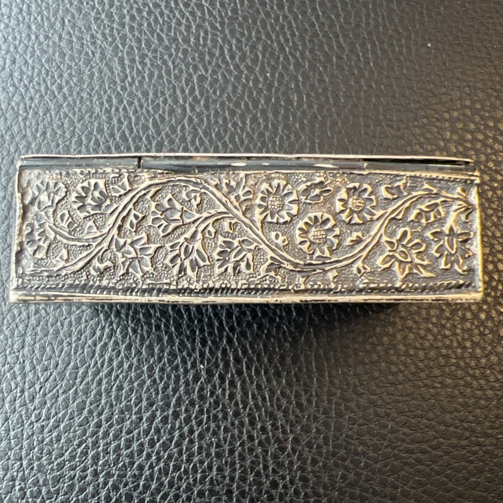 Beautiful Antique Indian Silver Decorative Box Snuff Pill 60g