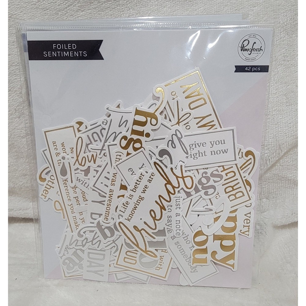 Pink Fresh Studio Ephemera Foiled Sentiments Bundle