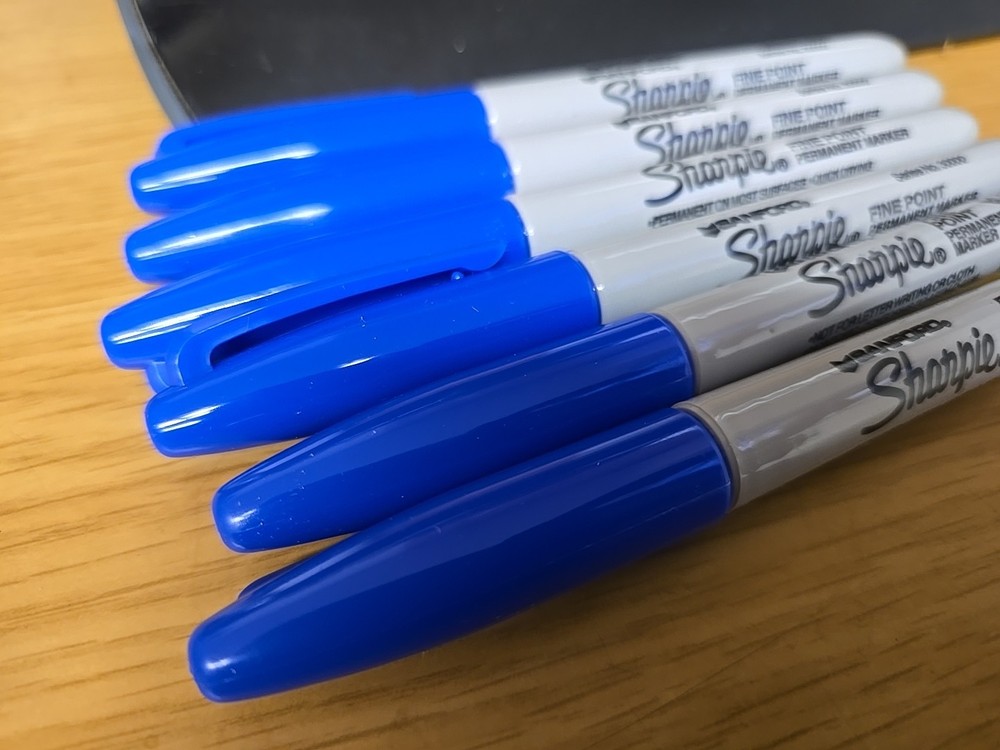 6 each Sharpie Fine Tip Permanent Markers, Fine Tip, Blue, 30003
