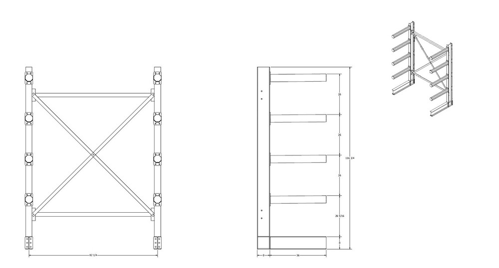 10 FT. Single Tree Cantilever Rack, 36 IN. Arms, (STARTER)