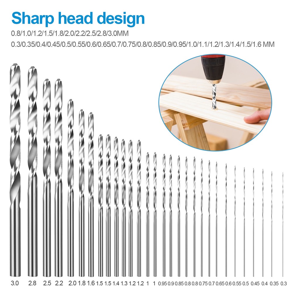 31Pcs Mini Micro Hand Drill Bits Set Small Manual Keyless Chuck Pin Vise Rotary