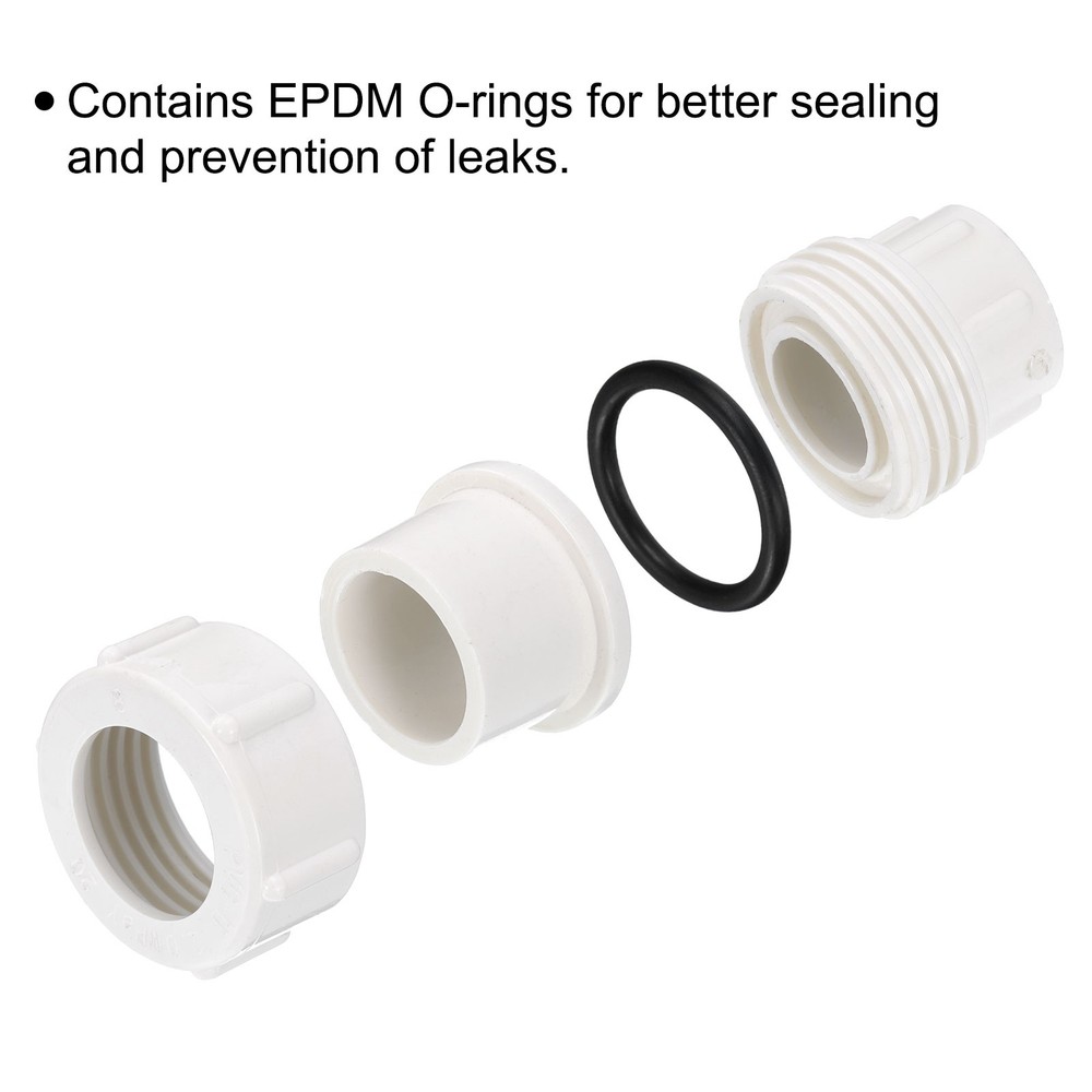 2 Pcs 1/2" Union PVC Coupling Pipe Fitting Adapter, White
