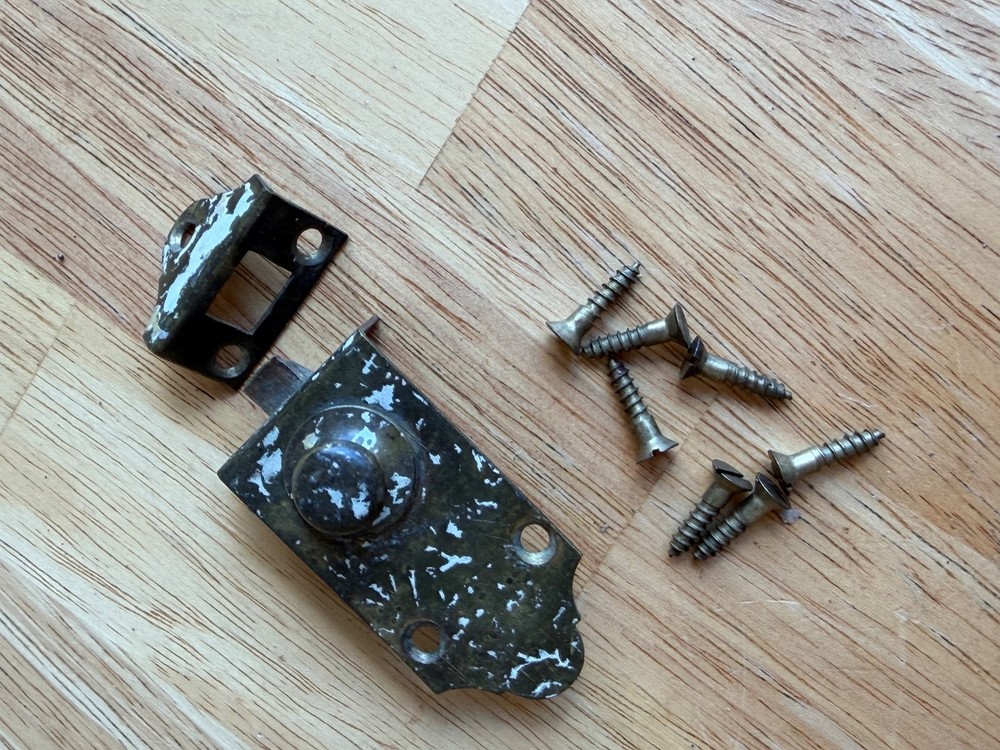 Vtg Cabinet Lock Brass Cupboard Latch #1131