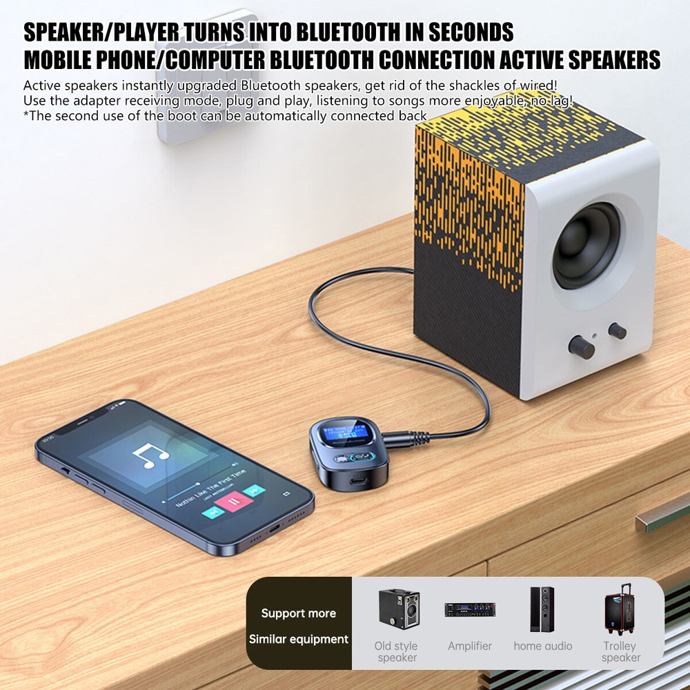 Portable Bluetooth Transmitter Receiver Wireless Audio Aux Adapter 3.5mm Jack