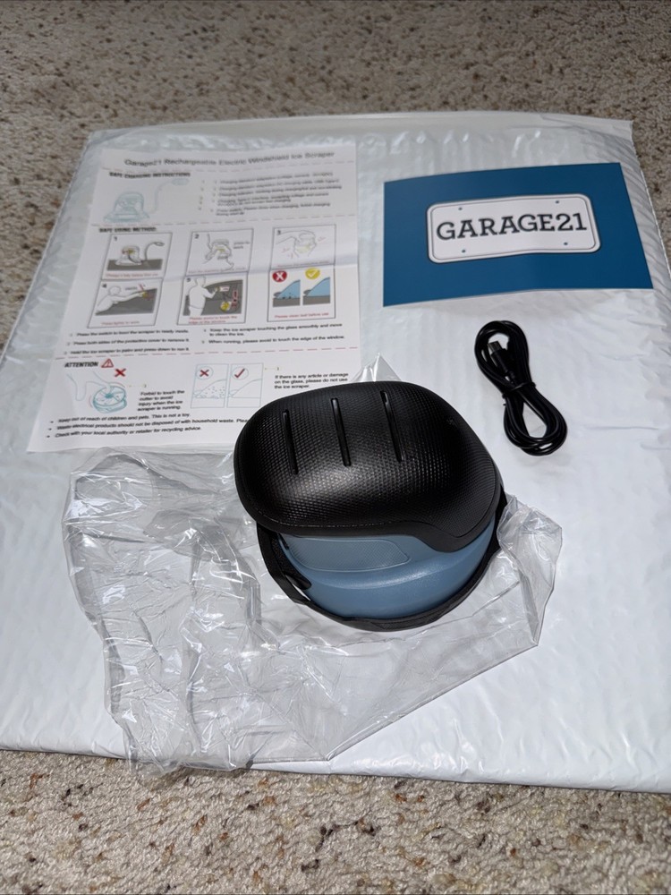 Garage21 Rechargeable Electric Windshield Ice Scraper . car windows NEW Blue