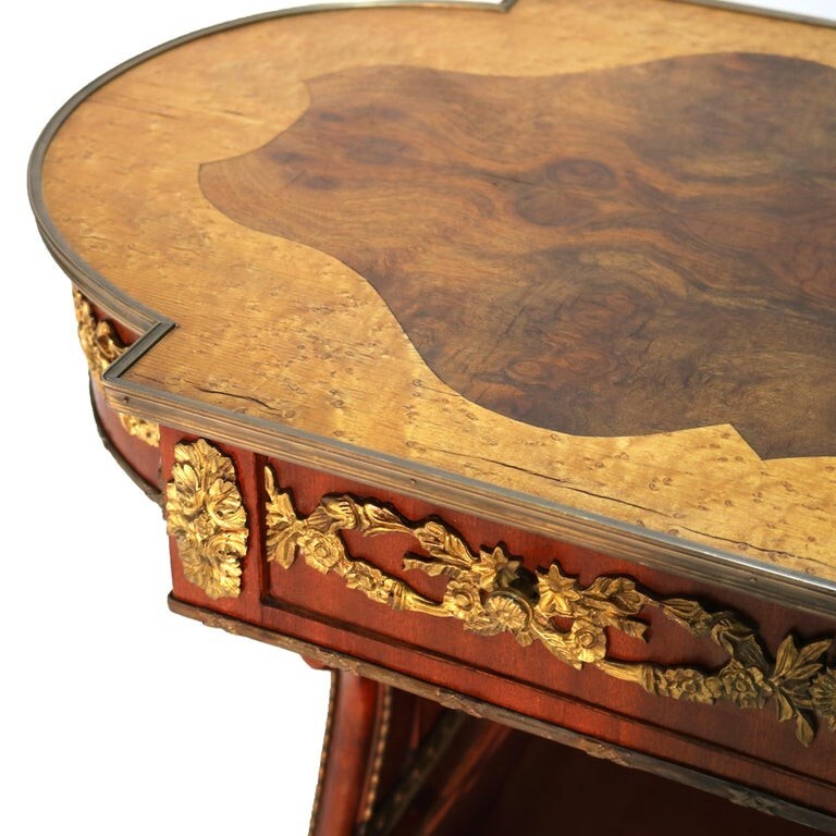 Antique Flame Mahogany, Birds Eye Maple and Ormolu Serving Table C1920