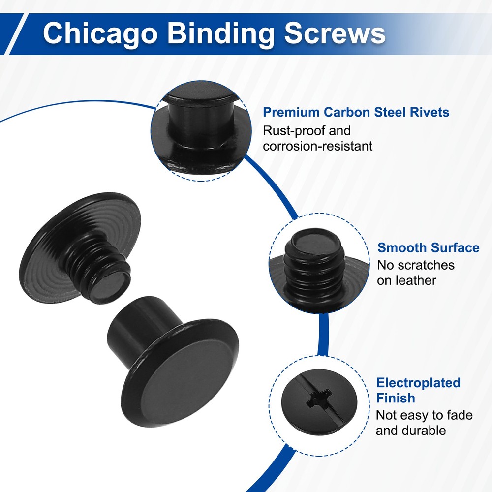 25set Phillips Chicago Screw M5x5mm Binding Post Screw, Black