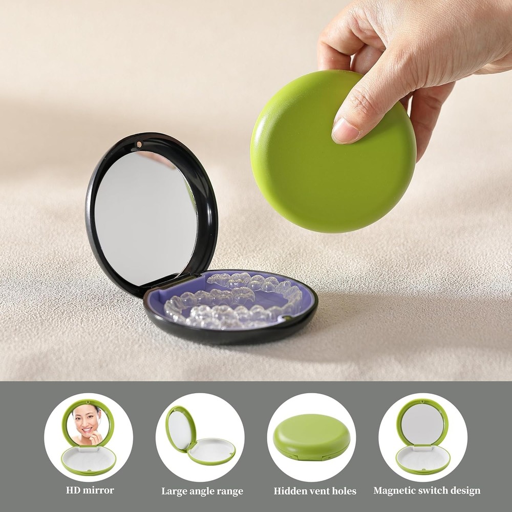 2 PCS Retainer Cases, Mouth Guard Case with Mirror, Compatible with...