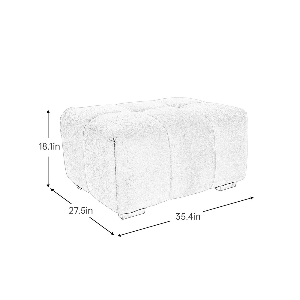 Modular Chenille Sofa Set with Ottoman, Tufted Back, Deep Seat, Customizable