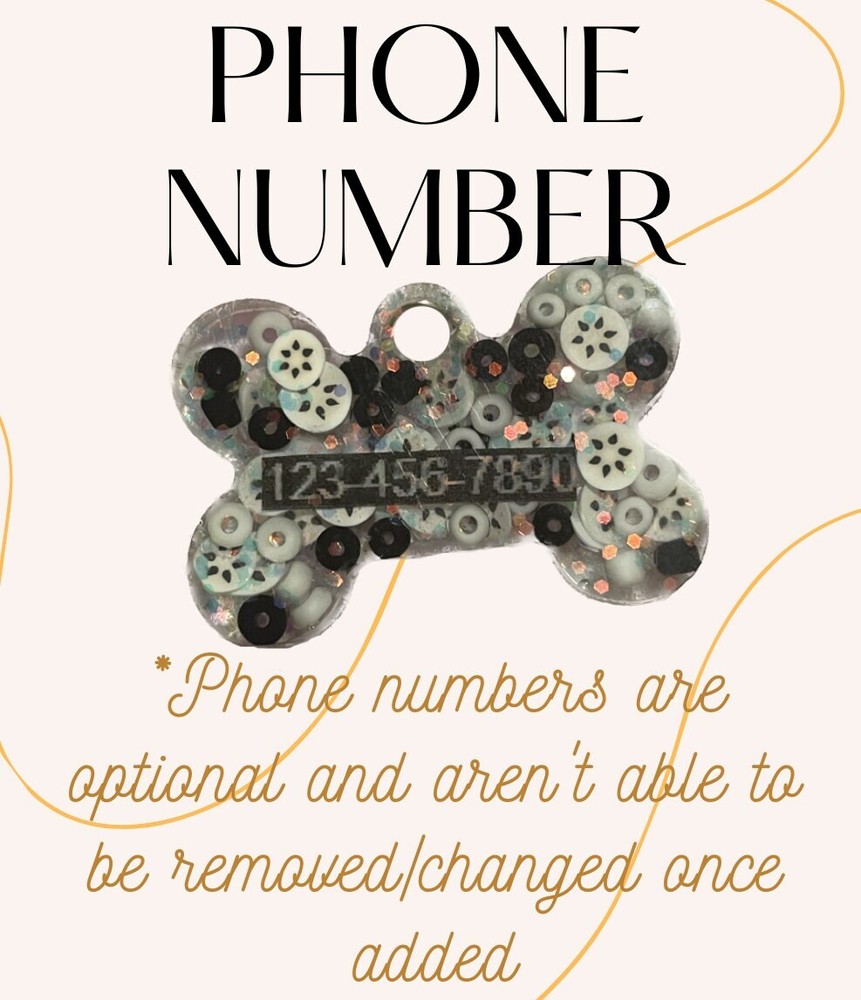 Custom Resin Dog ID Tags - Glitter Pet Tags | Personalized Bone Shape | Handmade