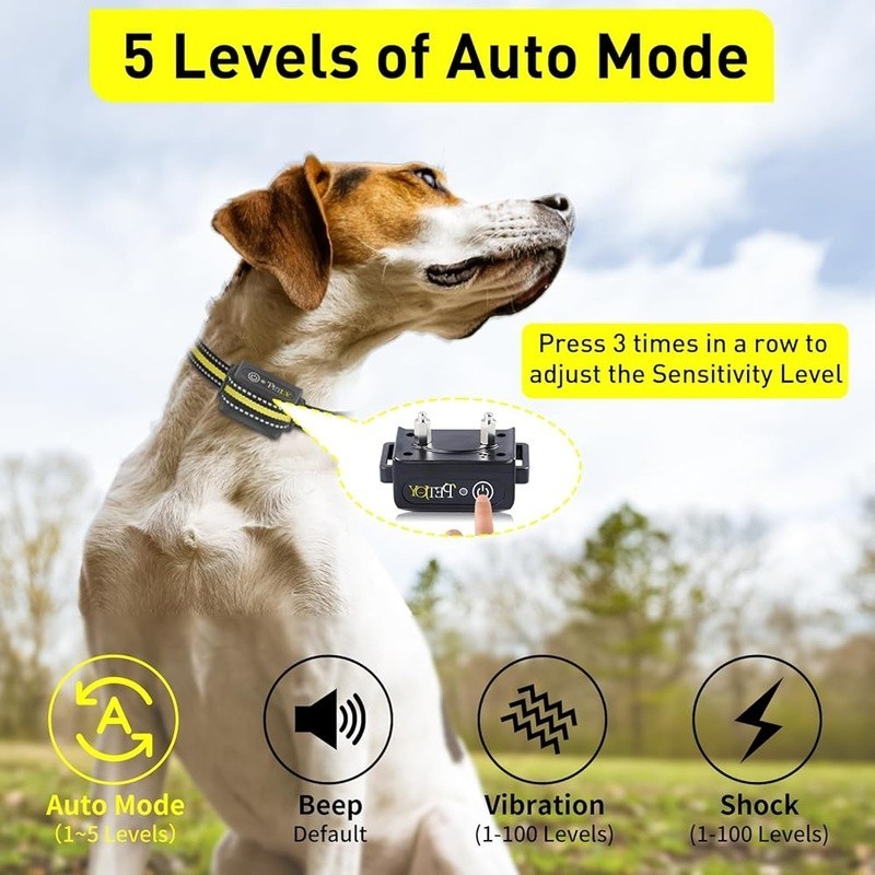 Automatic Bark Collar 3 Dogs Remote Control Vibration Shock Adjustable Modes New
