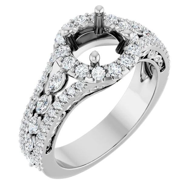 Ring Setting Round 9mm 925 Sterling Silver Semi Mount Ring Setting
