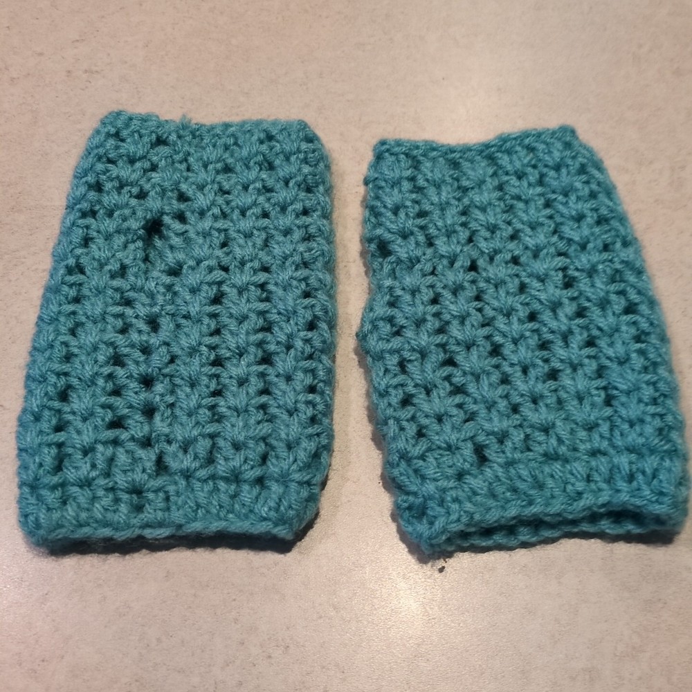Handmade Crocheted Handwarmer Aqua NEW