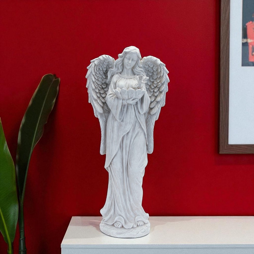 29" Gray Polyresin Angel Statue