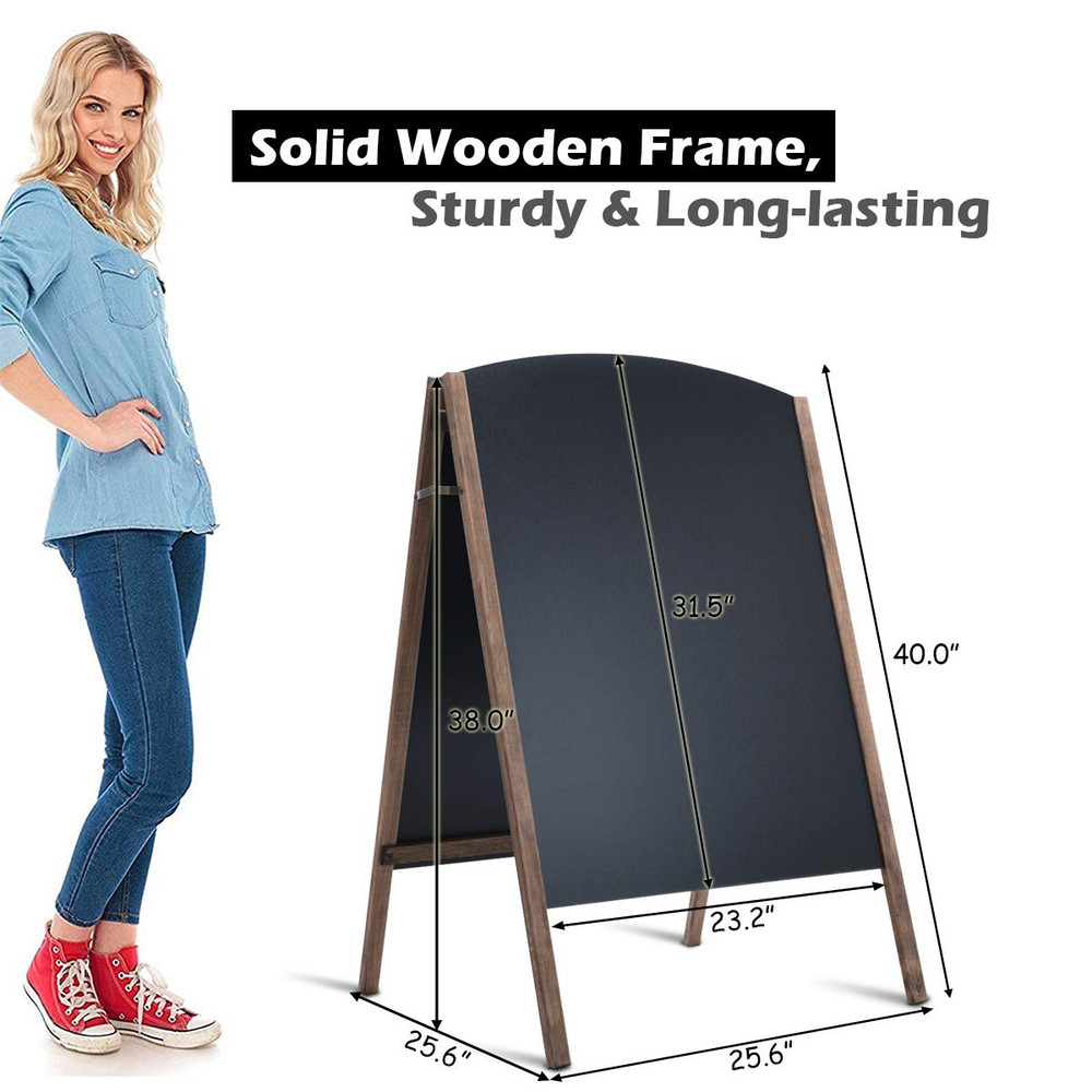 A-Frame Wooden Chalkboard, Double-Sided Rustic Standing Blackboard, Removable Ar
