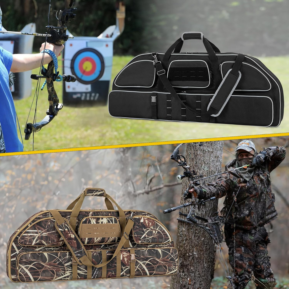 Padded Compound Bow Case with Arrow Pocket & Backpack Strap for Hunting