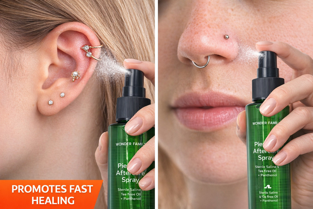 Piercing Aftercare Spray 2 Pack Saline Solution Ear Nose Cleaner Bump Care