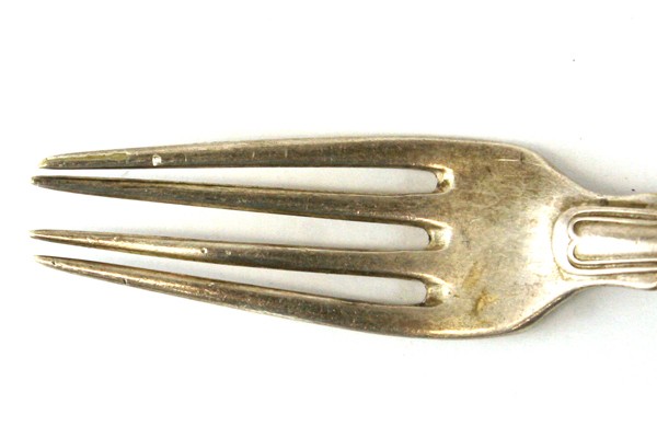 Antique Monogrammed "LR" Seafood Fork Silverplate 6" Bent Tines