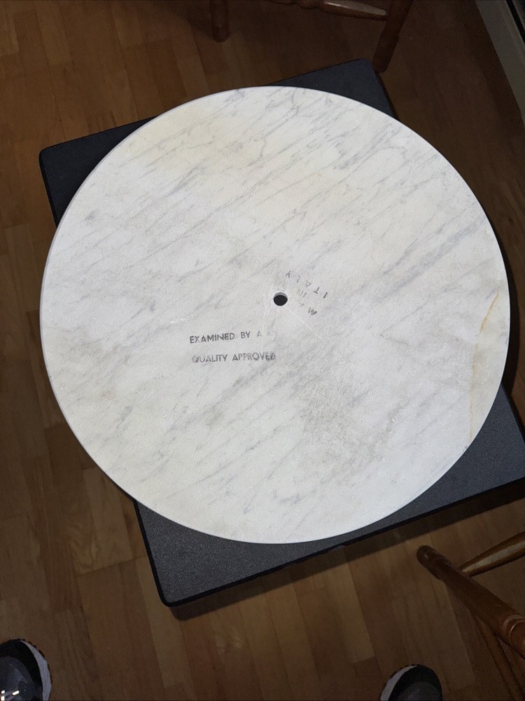 Vintage Solid Replacement 18” Marble Table Top (Italy) White & Gray Veining