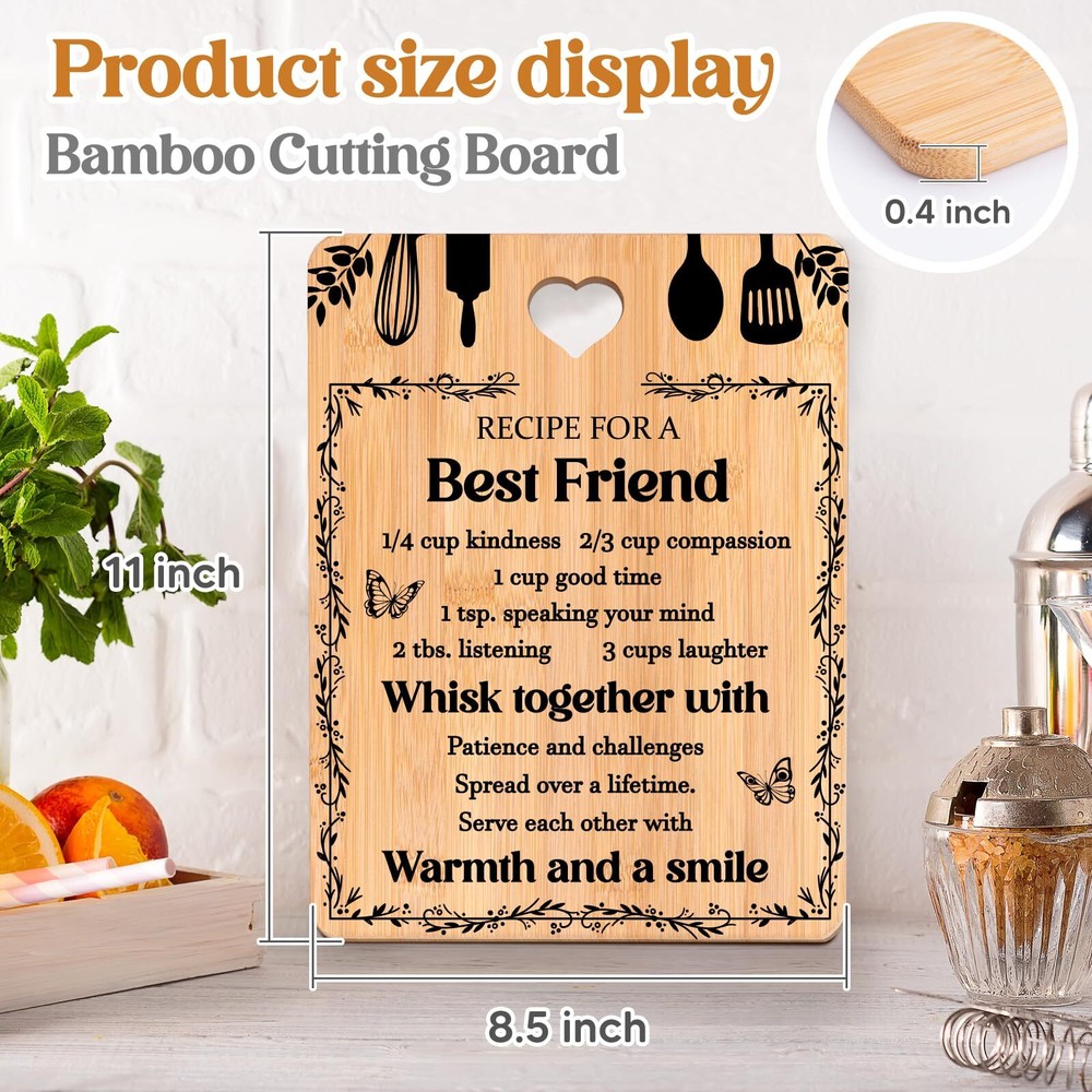 Friend Women Gifts "recipe For A Friend" Friend Cutting Board Gifts Bamboomade F