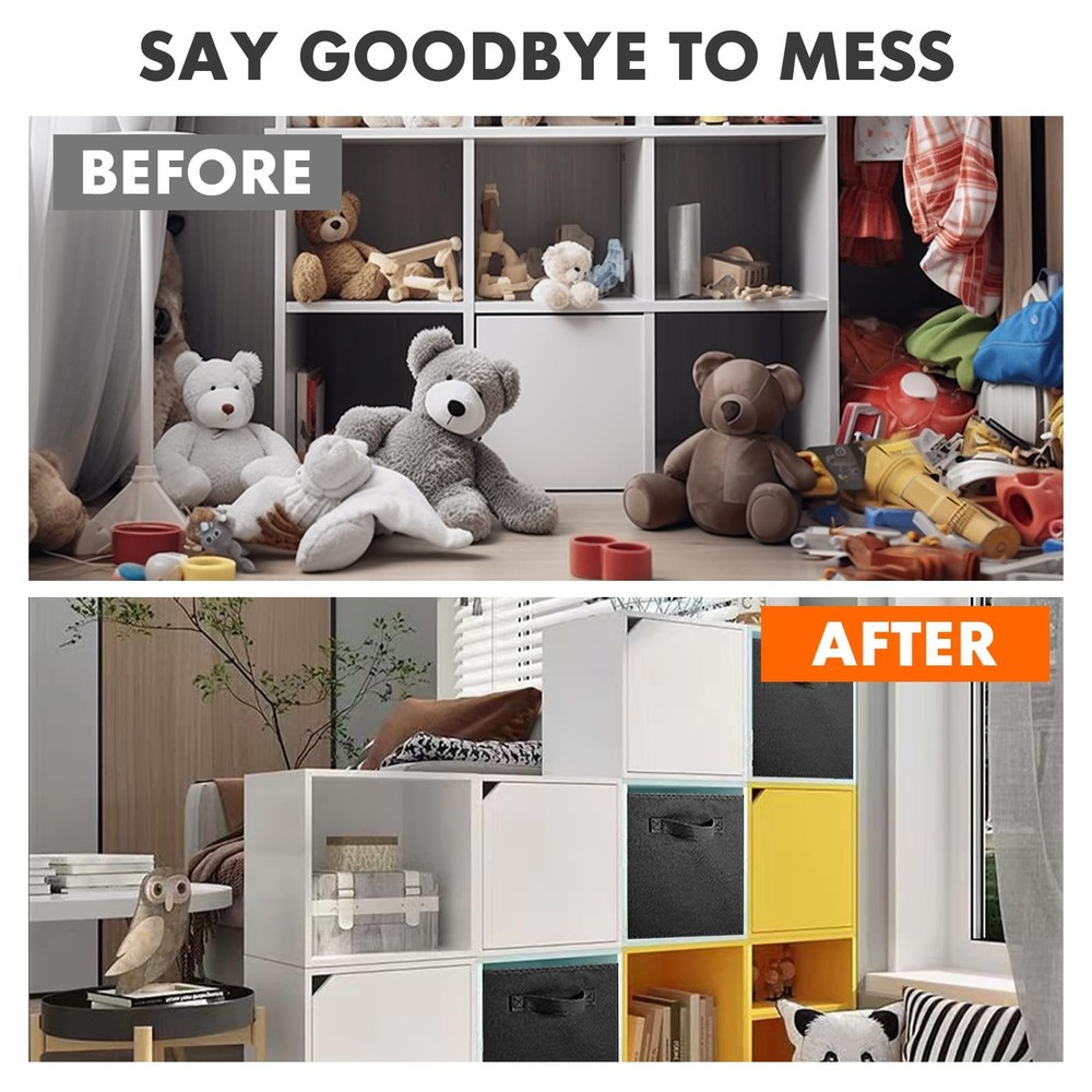 ShellKingdom Storage Bins, Foldable Fabric Cubes And Cloth 2, Black