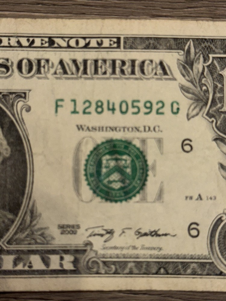 Over Ink Print Error 2009 $1 Dollar Bill