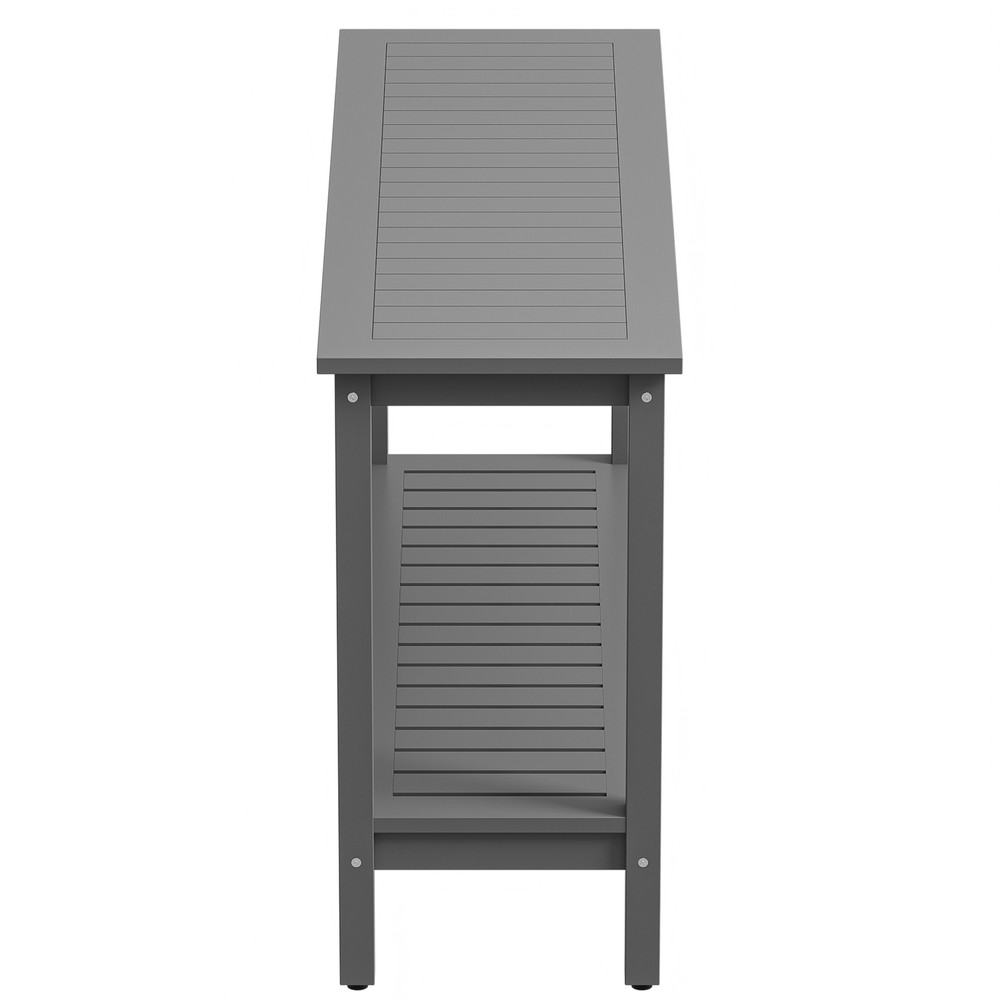 Console Table 48" Patio Side Accent Table Multifunctional with Foot Sliders Grey