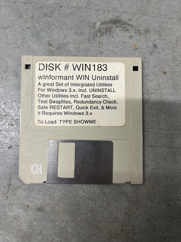 Vintage “DISK #WIN183” Windows 3.x Floppy Software Disc