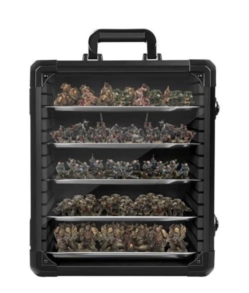 WELIDAY Miniatures Storage Case Aluminum Frame 5 Tray Medium