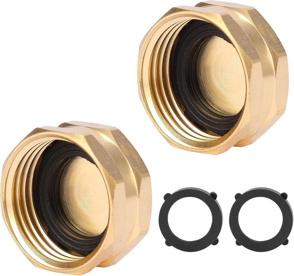 2 Pack Garden Hose End Caps with Washers, Brass Spigot Cap, 3/4" 2 Pack, Cap