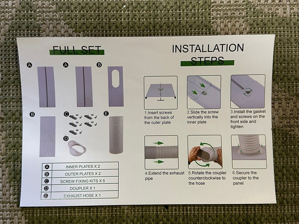 Portable AC Window Vent Kit, Adjustable Vertical/Horizontal Sliding Window Kit