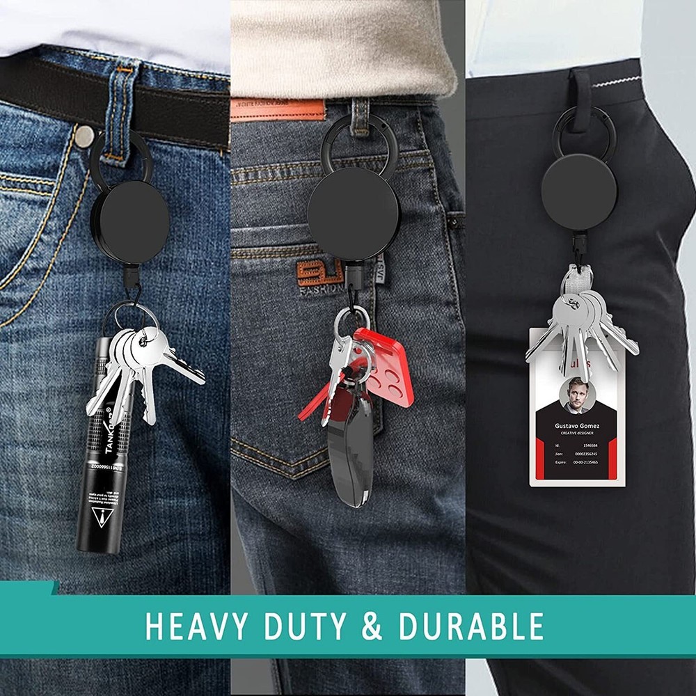 1Pcs Retractable Heavy Duty Pull Ring Key Chain Recoil Keyring Wire Rope Holder