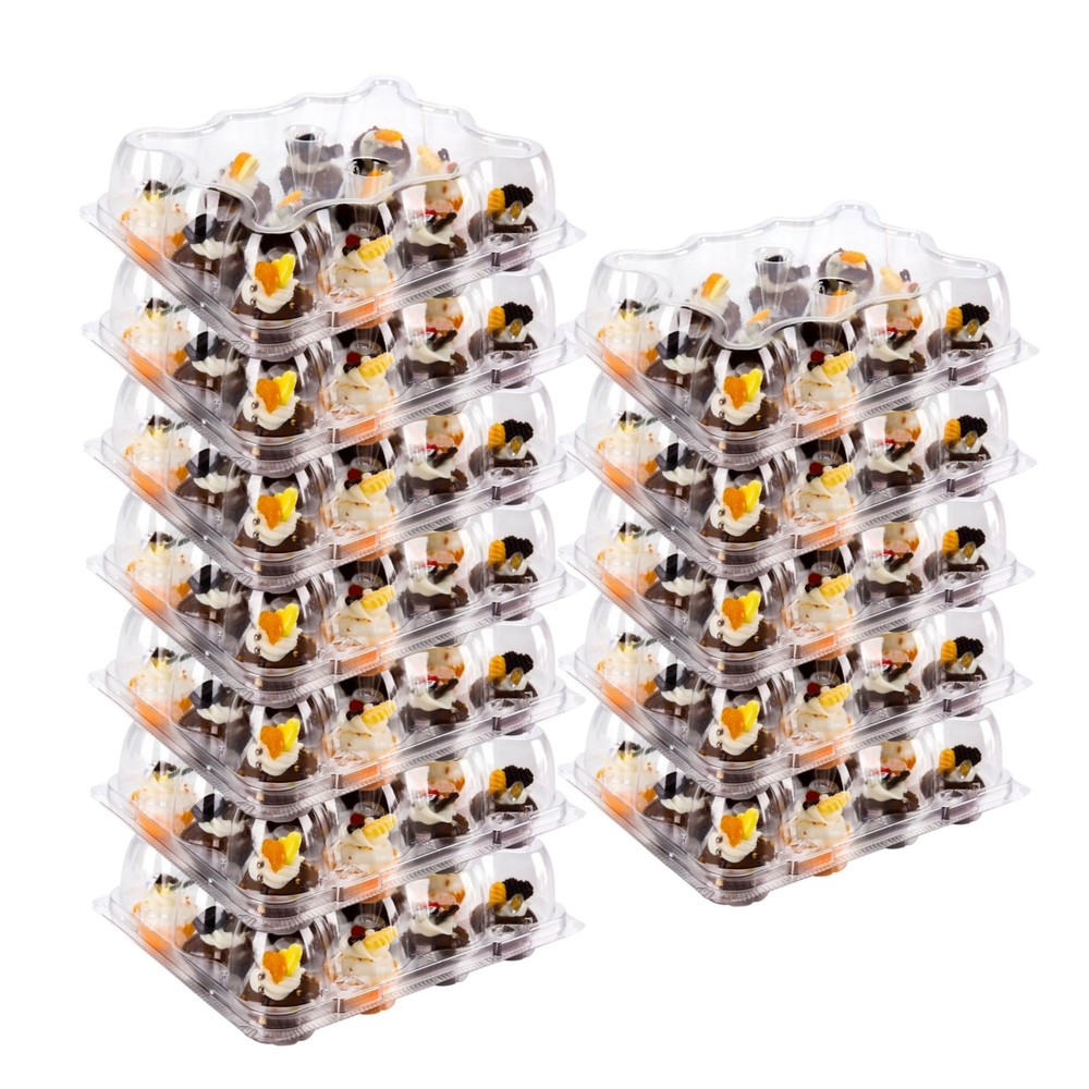 12 Count Mini Cupcake Containers 20 Pack Cupcake Holder with Detachable Tall ...