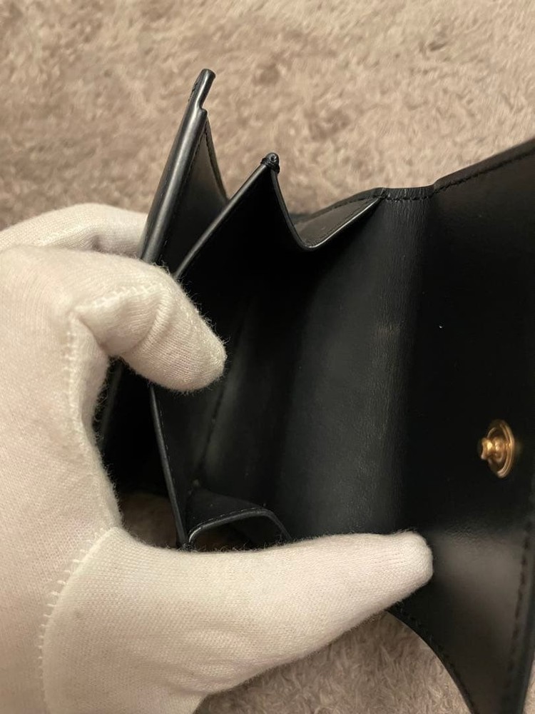 Excellent Condition CELINE Tri Fold Wallet Navy Drop From Japan