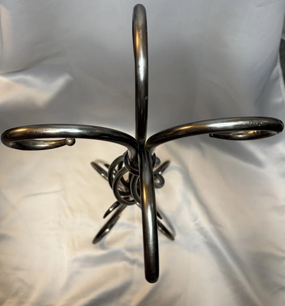 Vintage Wrought Iron Fireplace Tool Stand Twisted Scroll Design 29"