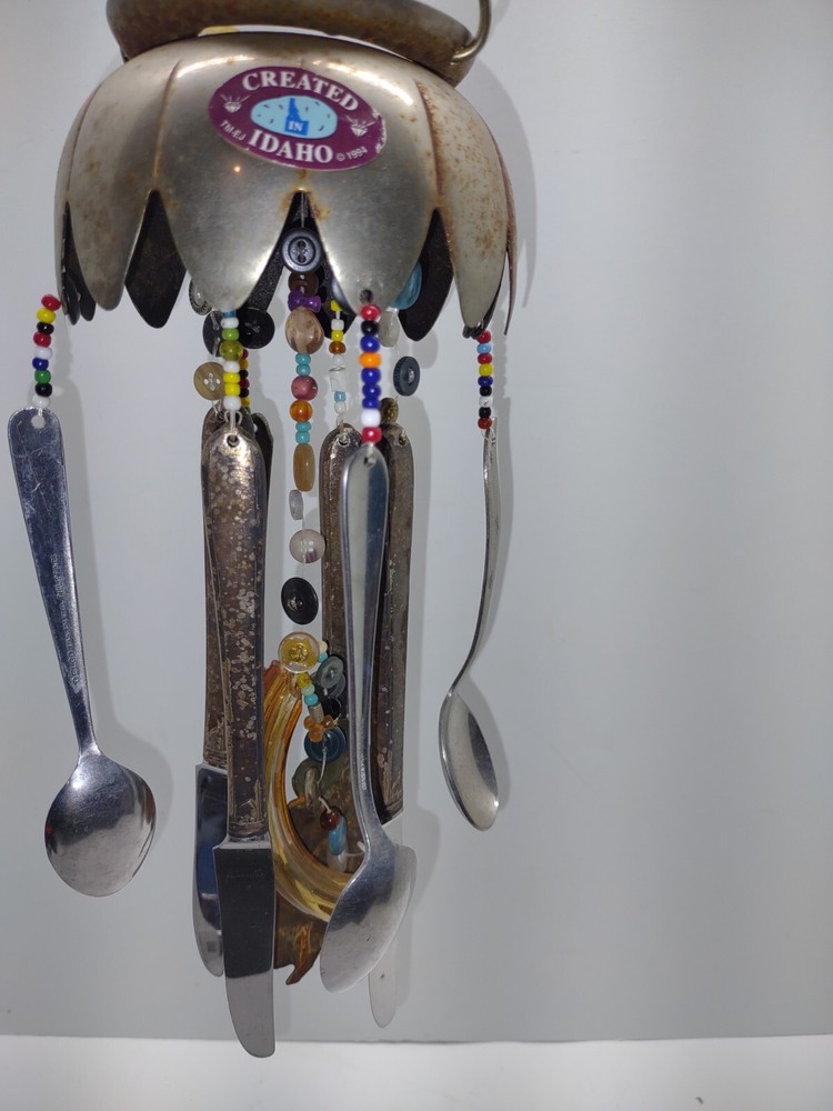 Antique Silverplate Silverware Wind Chime w/Flatware & Buttons Handcrafted Idaho