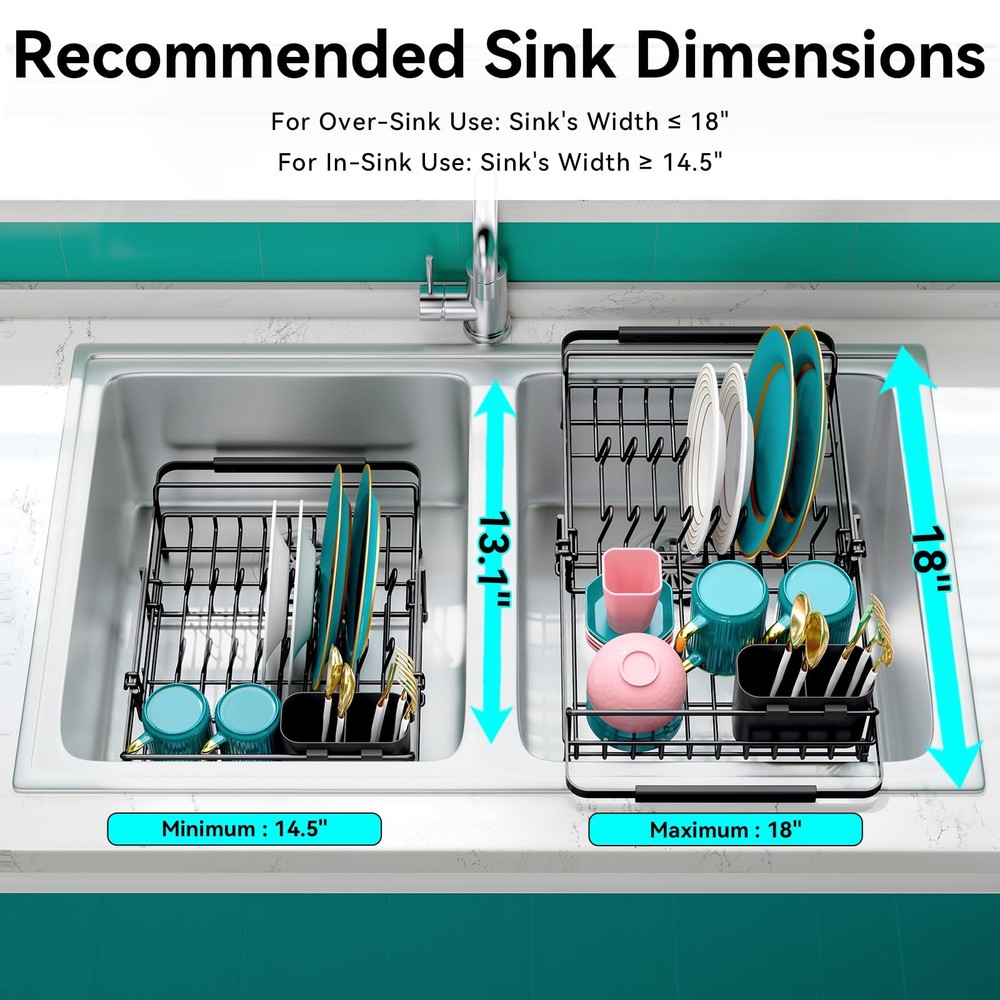 Expandable Dish Drying Rack Over The Sink Adjustable Dish Rack In Sink Rustproof