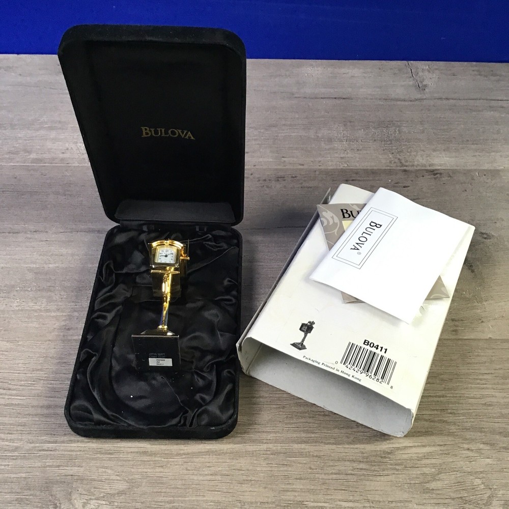 BULOVA SOLID BRASS MINI MAILBOX CLOCK B0411 4"