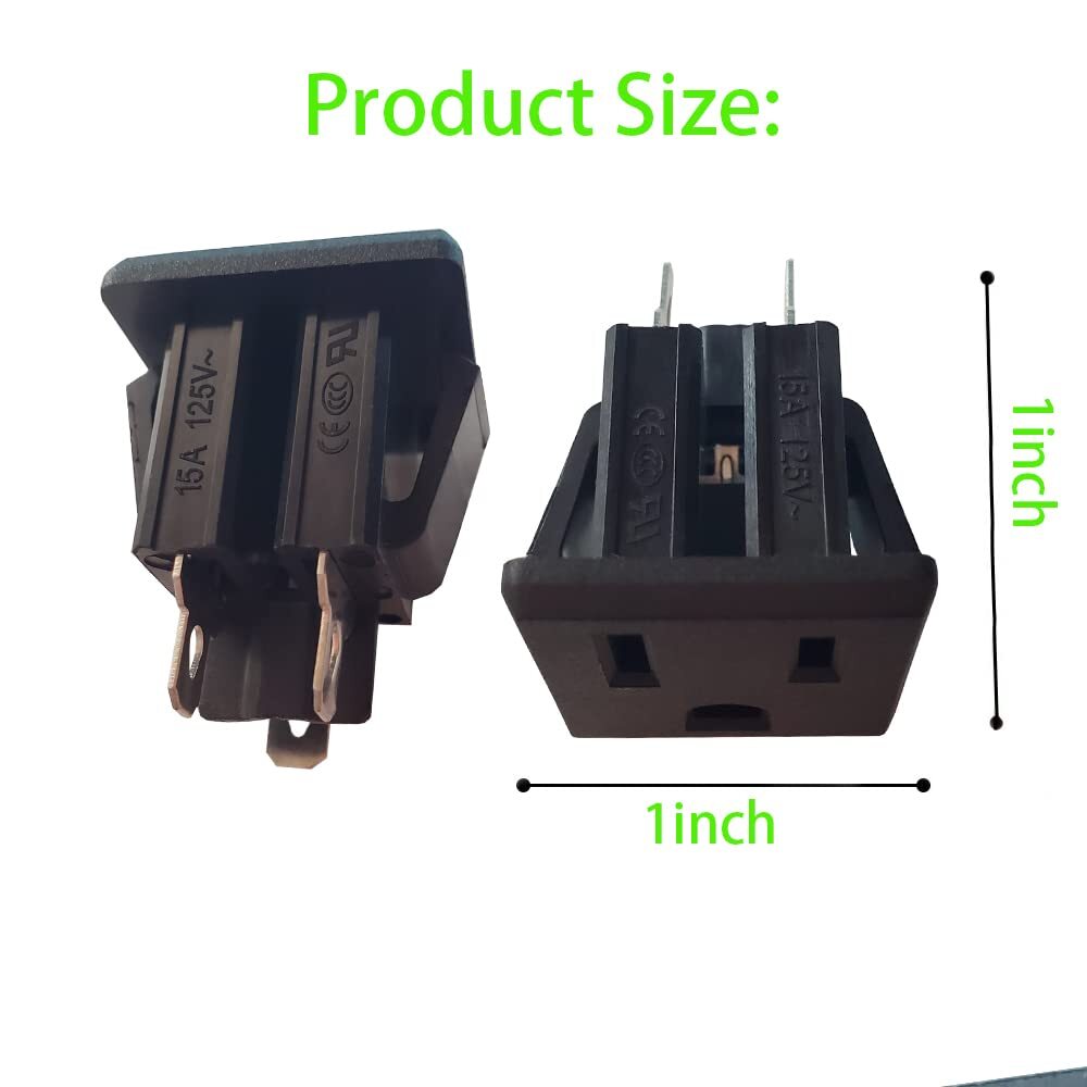Panel Mount Outlet Power Socket 10Pcs US Plug 3 Pins AC 15A 125V Panel Screw