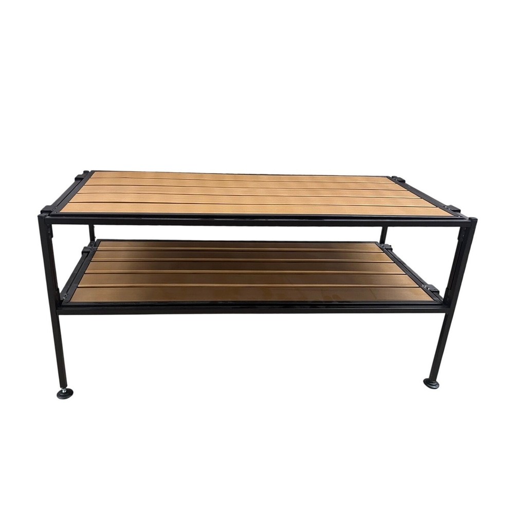 Folding 2-Tier Shoe Rack Entryway Bench Shelf