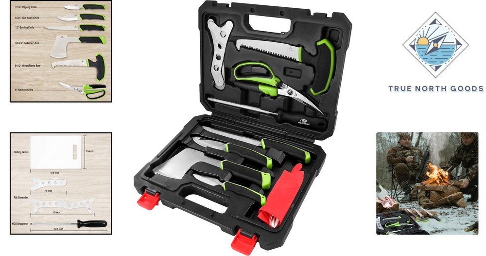 10-Piece Game Processing Kit with Storage Case for Butchering and Camping