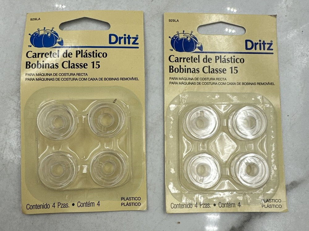 Dritz Sewing Bobbins 929 Plastic Class 15 Bobbins-4/Pkg x2