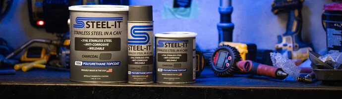 STEEL-IT 1006B Polyurethane Protective Spray 14oz Can - Charcoal - 8 Pack