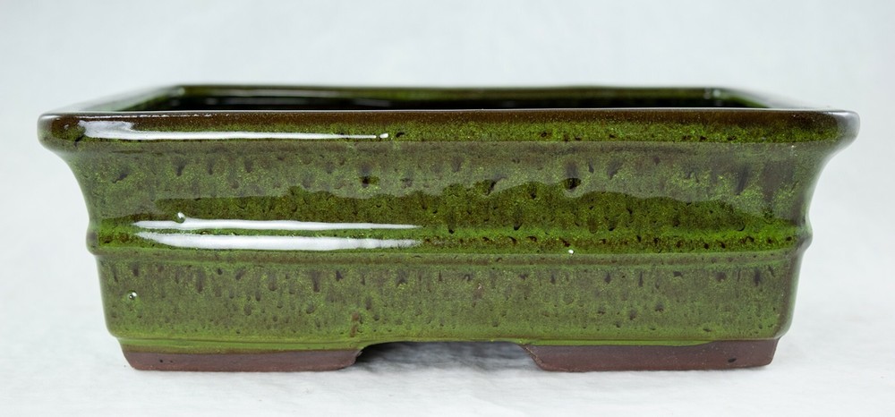 Rectangular Bonsai, Cactus & Succulent Pot 10"x 8"x 3.25" + Mesh - Moss Green