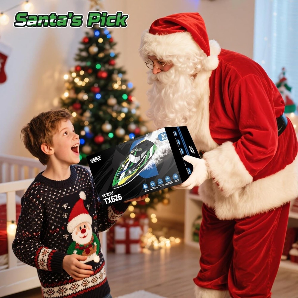 LED Lights Remote Control Boat - High Speed, 2 Batteries