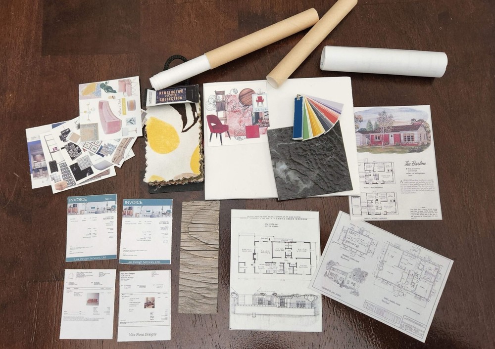 1/6 SCALE Mini Interior Design Set - Blueprints, Paint, Fabric, & Tile Samples