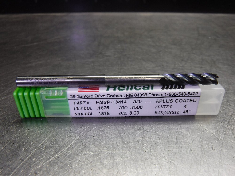 Helical 3/16" Solid Carbide Endmill 4 Flute HSSP-13414 (LOC2819B)